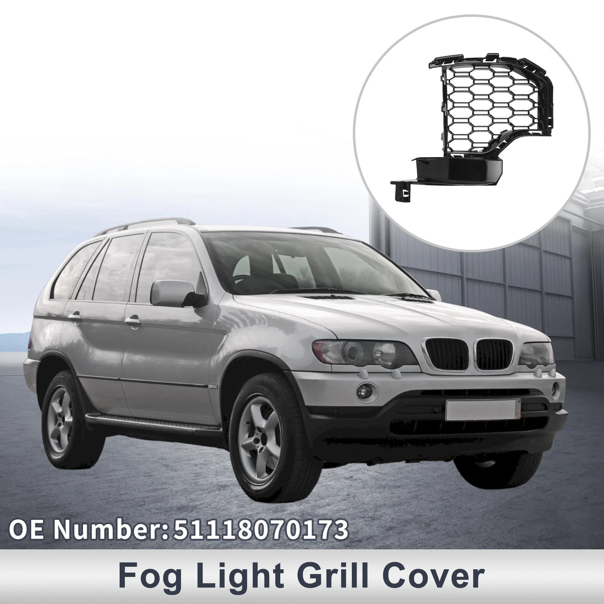 Front Left Fog Light Grill for BMW X5 2019-2022 (1 x Black)