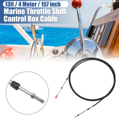 Marine Throttle Shift Control Box Cable with Clevis Black for Make Model