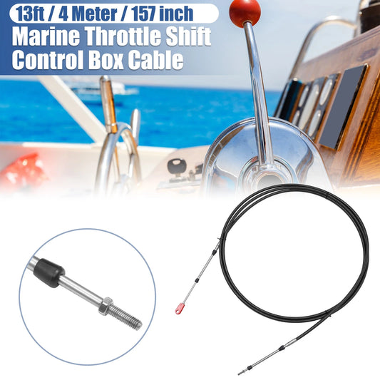 Marine Throttle Shift Control Box Cable with Clevis Black for Make Model