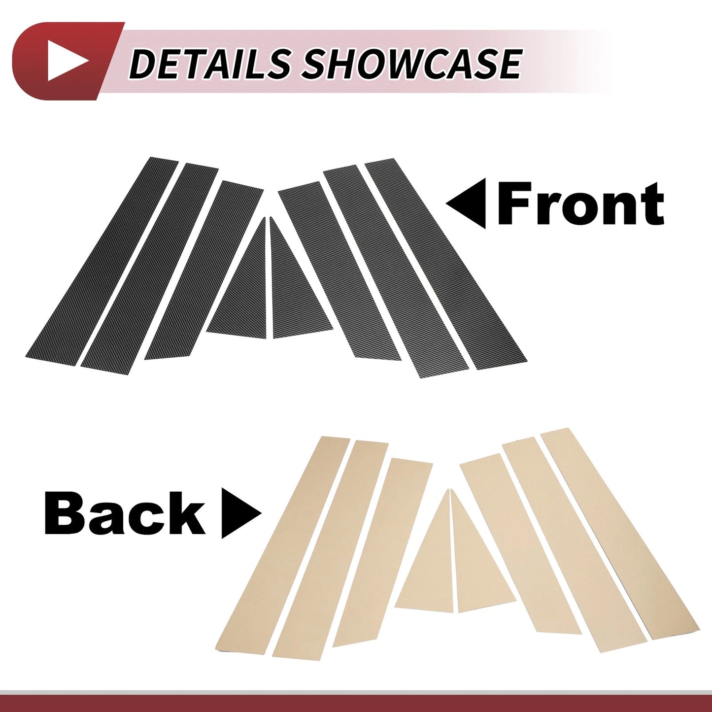 8 Pcs Door Pillar Window Trim for Nissan Rogue (2014-2020) Carbon Fiber Black