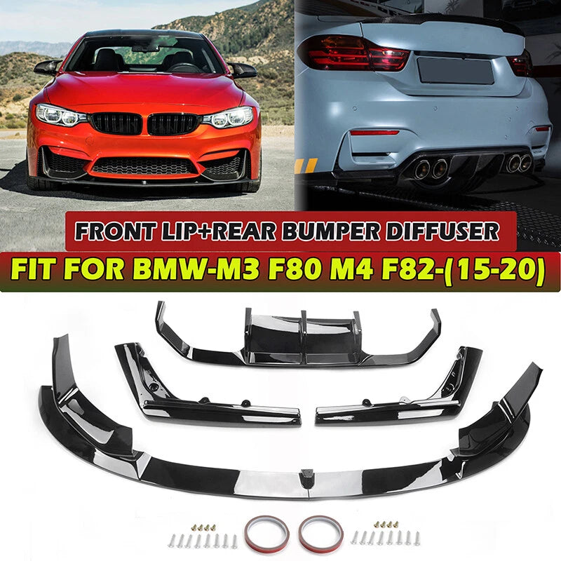 Bumper Diffuser Lip Spoiler Splitter Gloss Black for F80 M3 F82 M4 (2015-2020)