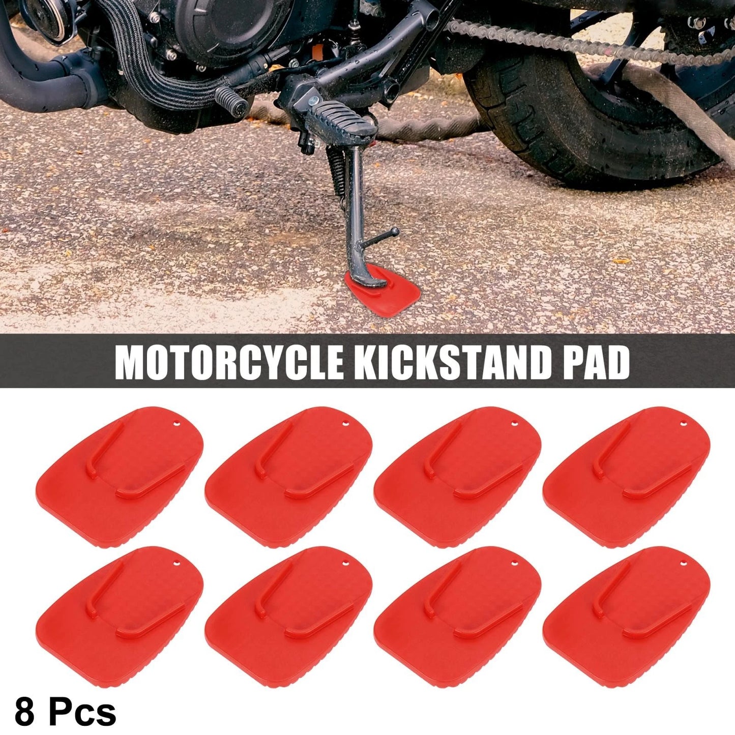 8pcs Kickstand Pad Support Plate Side Stand Extension Pad Red for Motorcycle