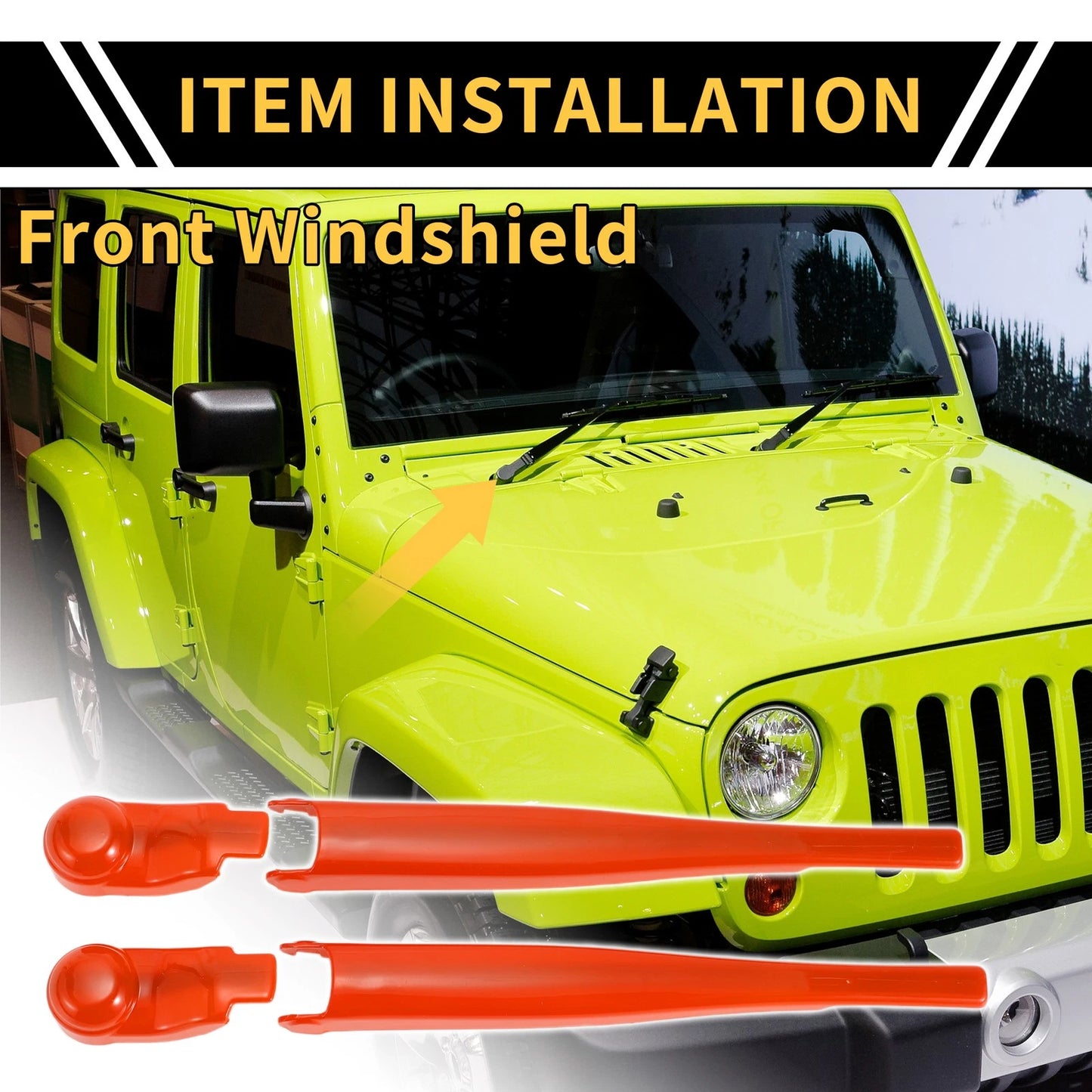 Front Window Wiper Arm Blades Cover Trim for Jeep Wrangler JL JLU (2018-2023)