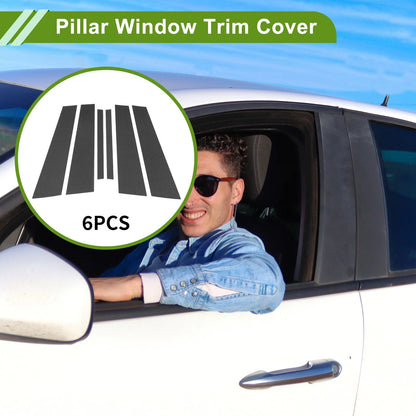 6 Pcs Door Pillar Window Trim for BMW 3-Series (2019-2022) Carbon Fiber Black