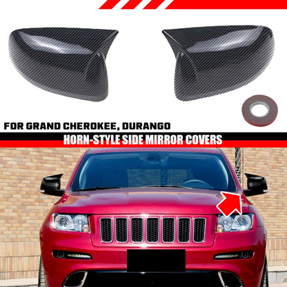 Carbon Look Mirror Cover Caps for Jeep Grand Cherokee WK/Dodge Durango (2011–2020)