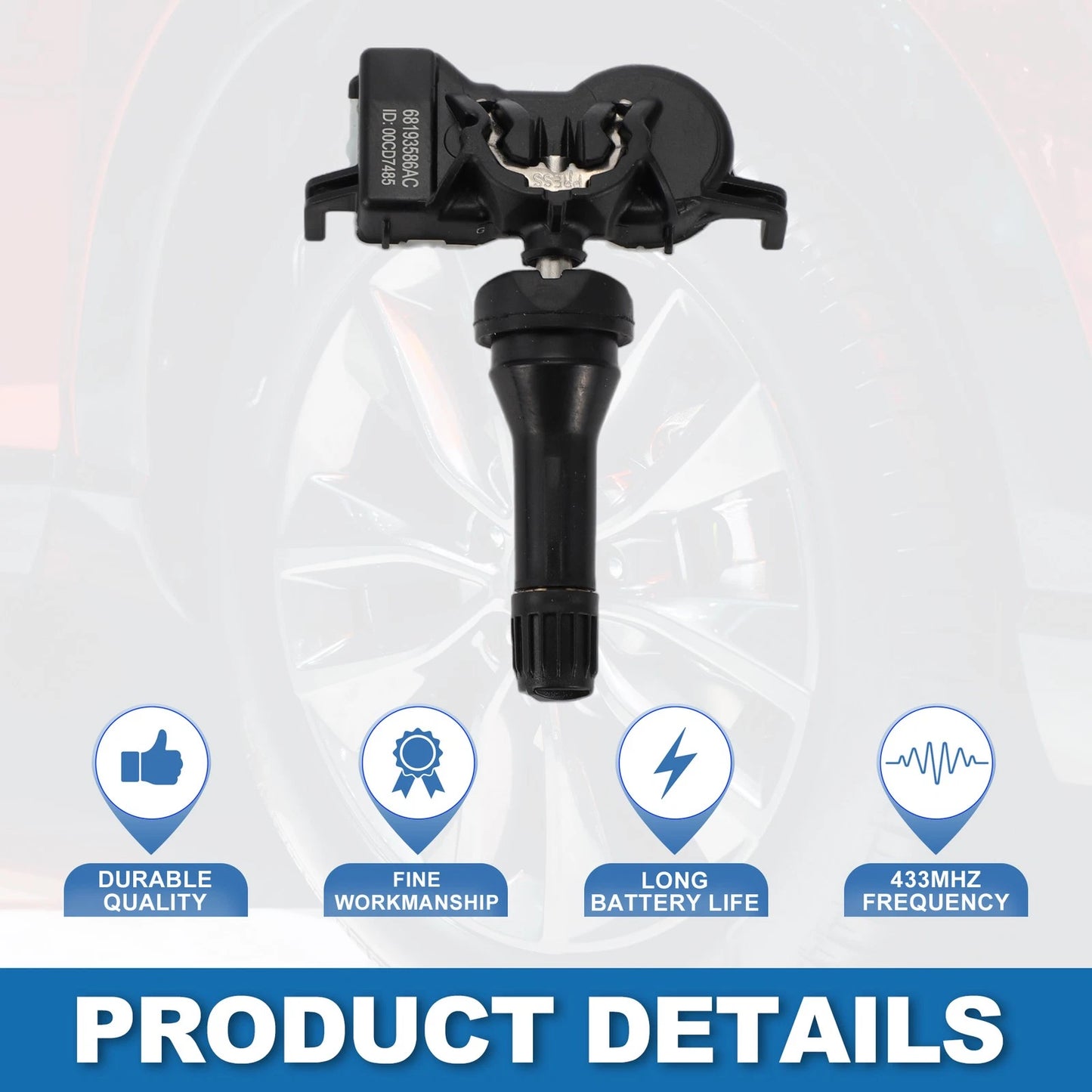 Tire Pressure Sensor 433MHz for Jeep Renegade (2015-2016) - 1 x Pc