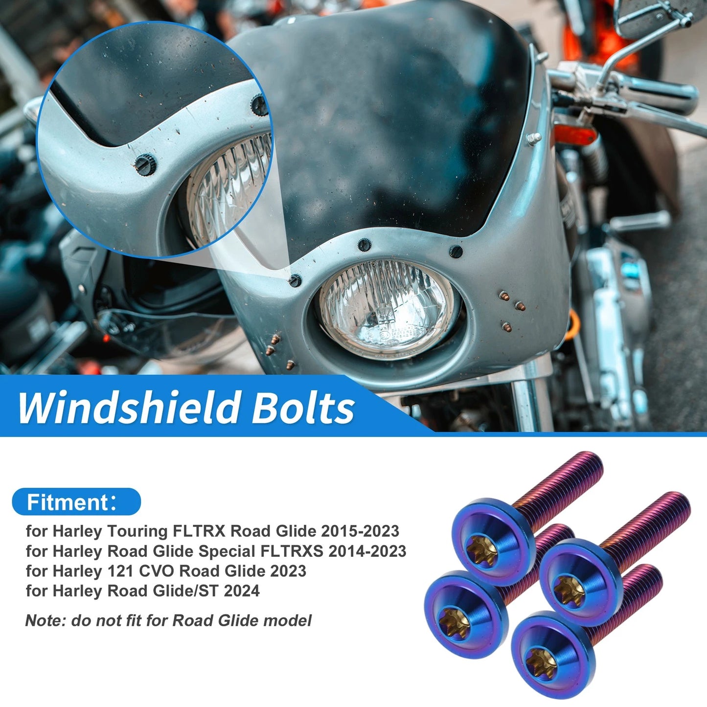 Windshield Bolts & Washers for Harley Touring FLTRX Road Glide (2015–2023)