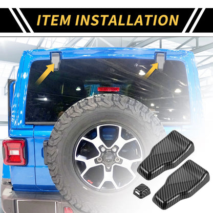 Rear Window Hinge & Nozzle Decals for Jeep Carbon Fiber Pattern (Fits All Years)