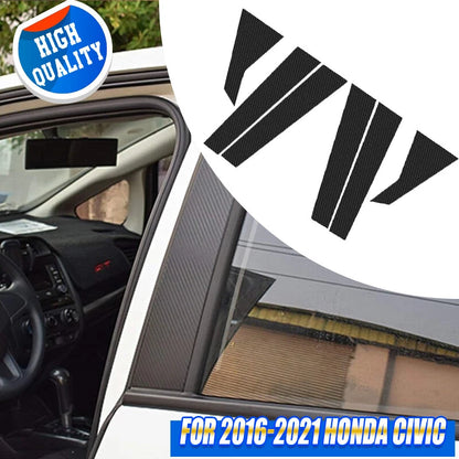 Carbon Fiber Door Window Pillar Post Trims 2 x for 2016-2021 Honda Civic Sedan