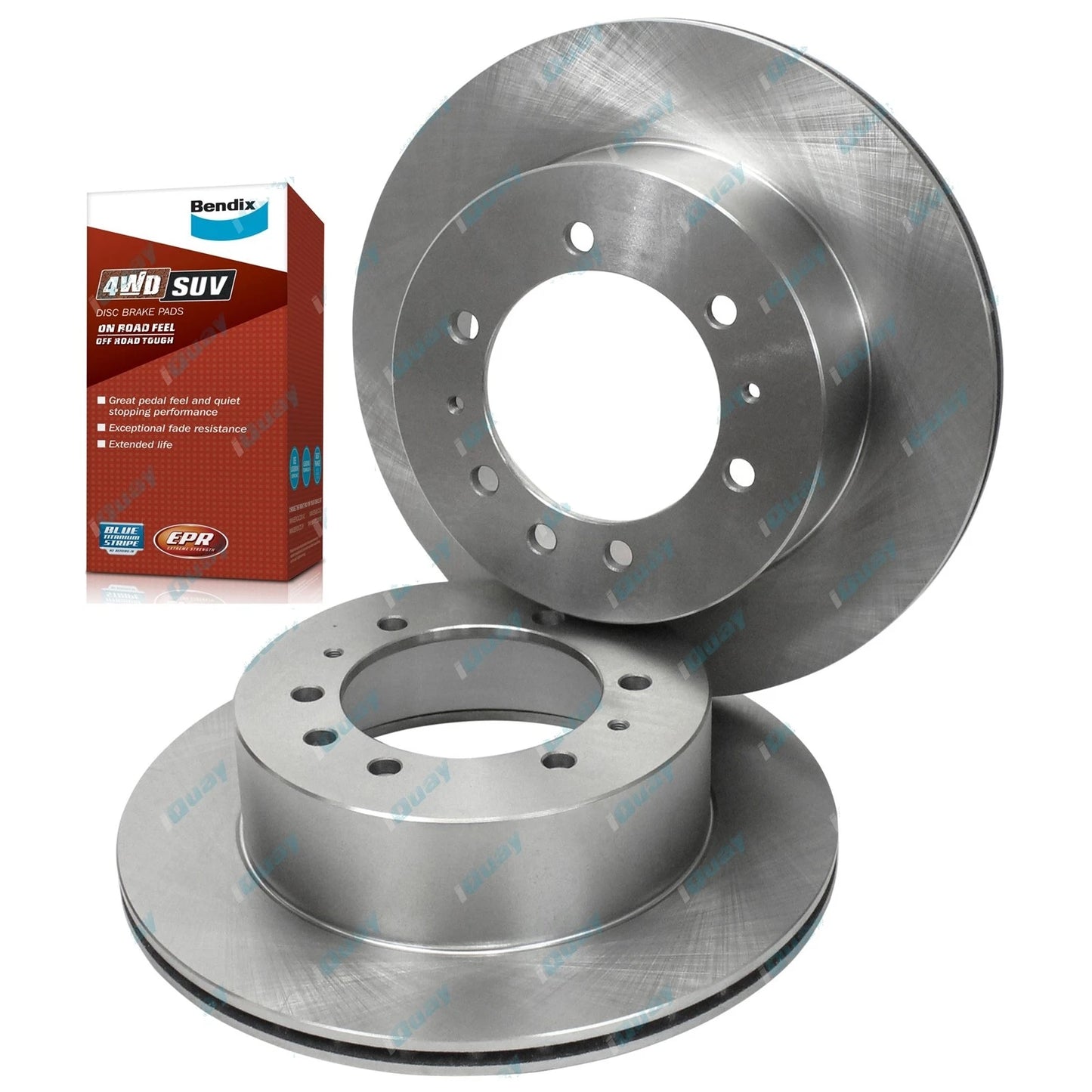 2 Rear Disc Rotors + 4wd Brake Pads for Nissan Patrol GU Y61 1998-2016