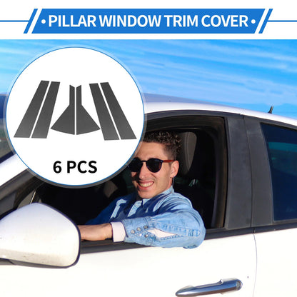 6 Pcs Door Pillar Window Trim for Kia Seltos (2020-2023) Carbon Fiber Black