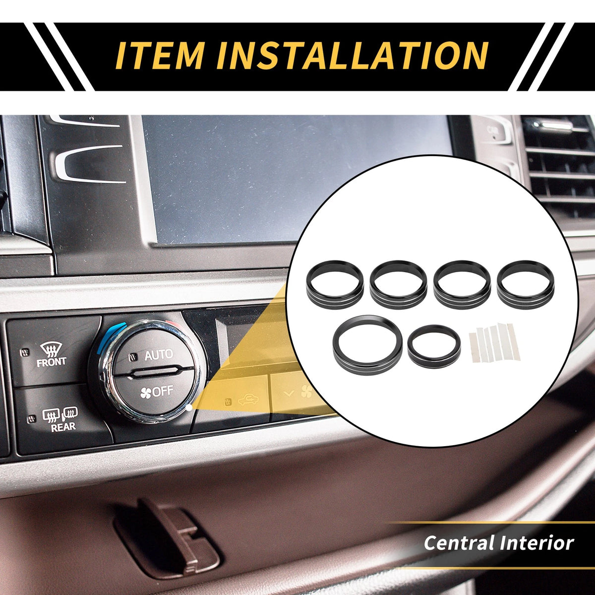 Air Conditioning Button Cover Trim for Ford F-150 XLT (2016-2019) Black 1 Set