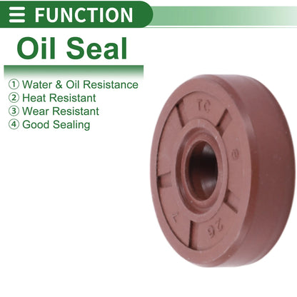 Oil Seal 8x26x7mm Brown 5 Pcs Fluorine Rubber Seal Ring Rotary Shaft