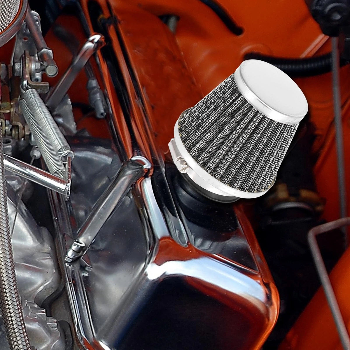 4 x 42mm Air Filter Cleaner Round Tapered Universal Black for Motorcycle