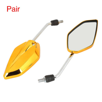 2 x Universal Motorcycle Mirror Side Rearview Mirrors Gold Tone for Motorcycle