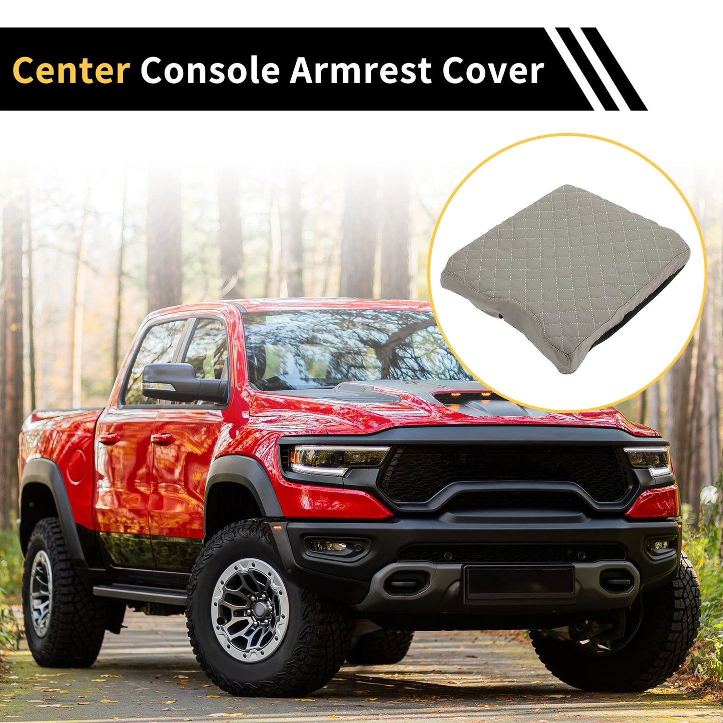 Center Console Cover for Ford F-150 2015-2020 Microfiber Leather Grey