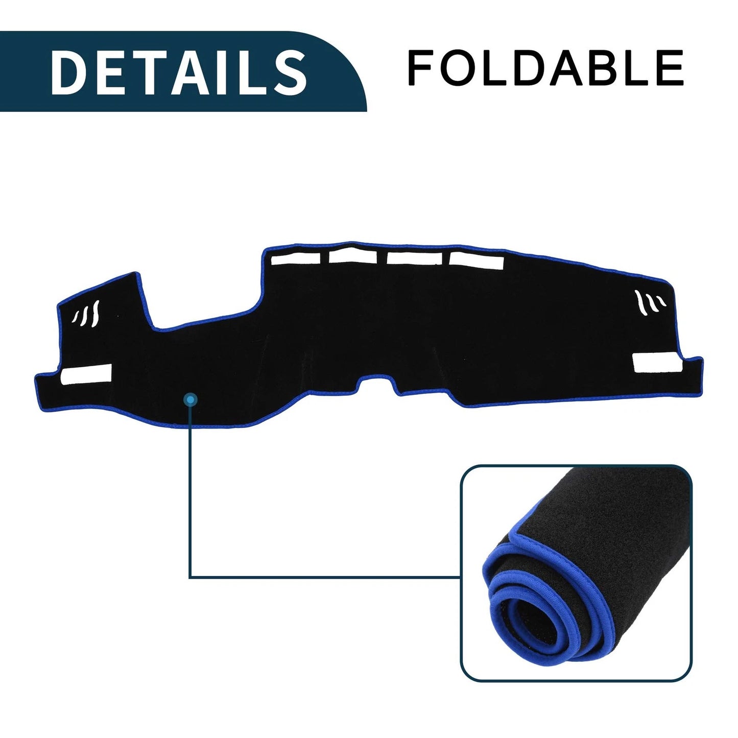 Dashboard Cover Mat for Toyota Harrier 80 (2005-2013) - Black Blue 1 Set