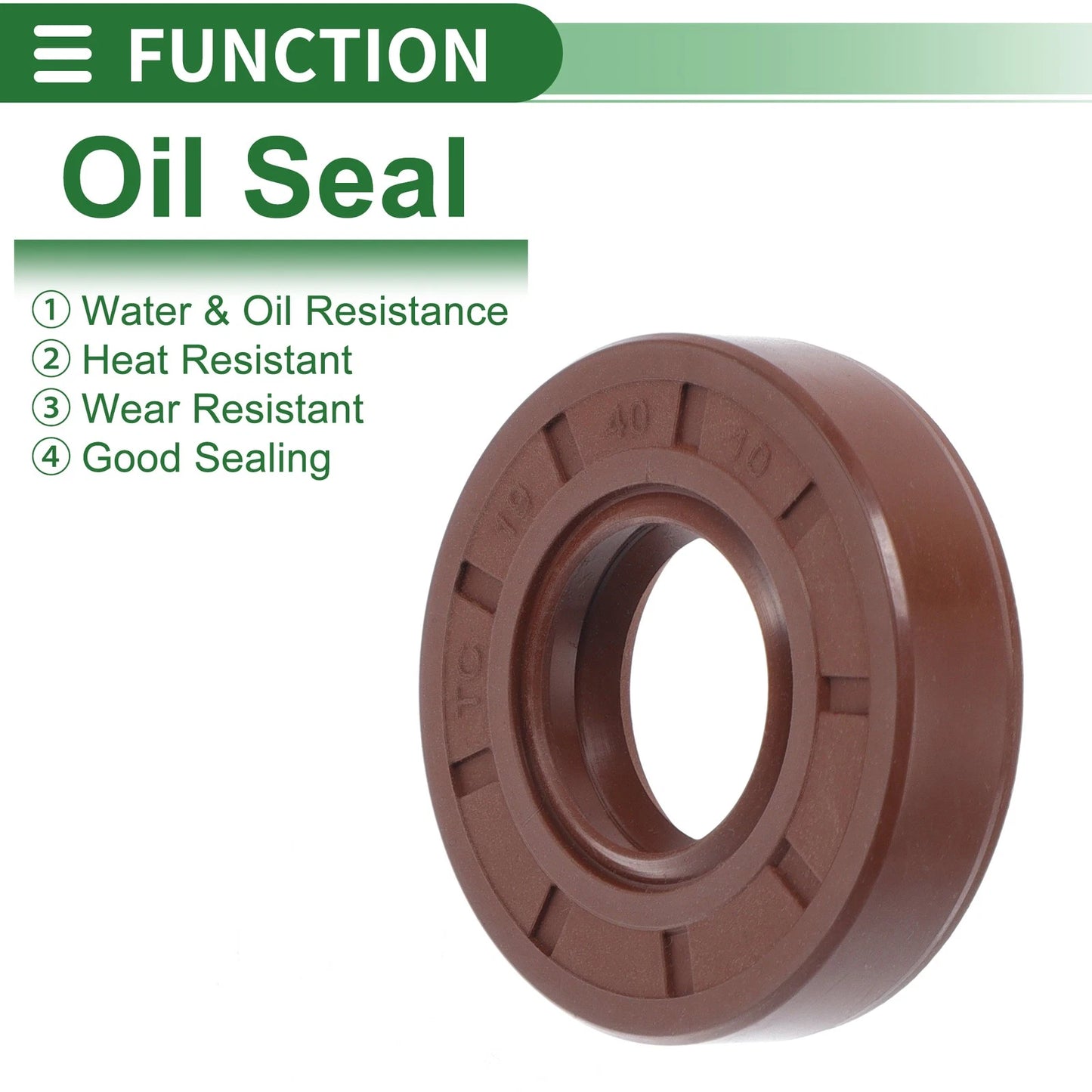 Oil Seal / 19x40x10mm / Rotary Shaft Seal FKM Brown 5 Pcs for Make Model