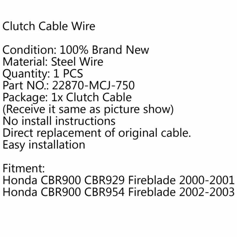 Clutch Cable for Honda CBR900 CBR929 CBR954 Fireblade (2000-2001)