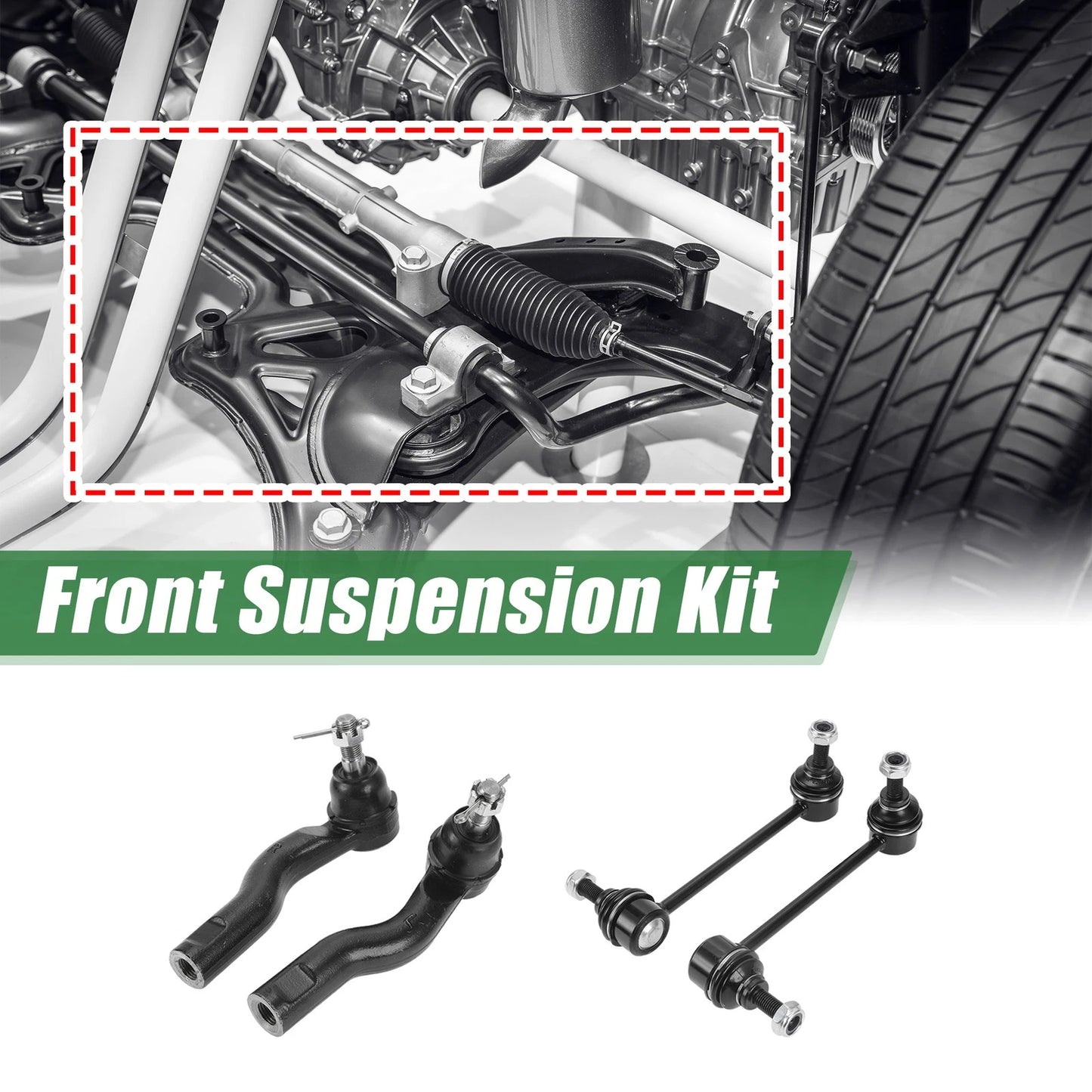 4pcs Front Suspension Kit Outer Tie Rod Ends for Lincoln Zephyr (2006-2006)