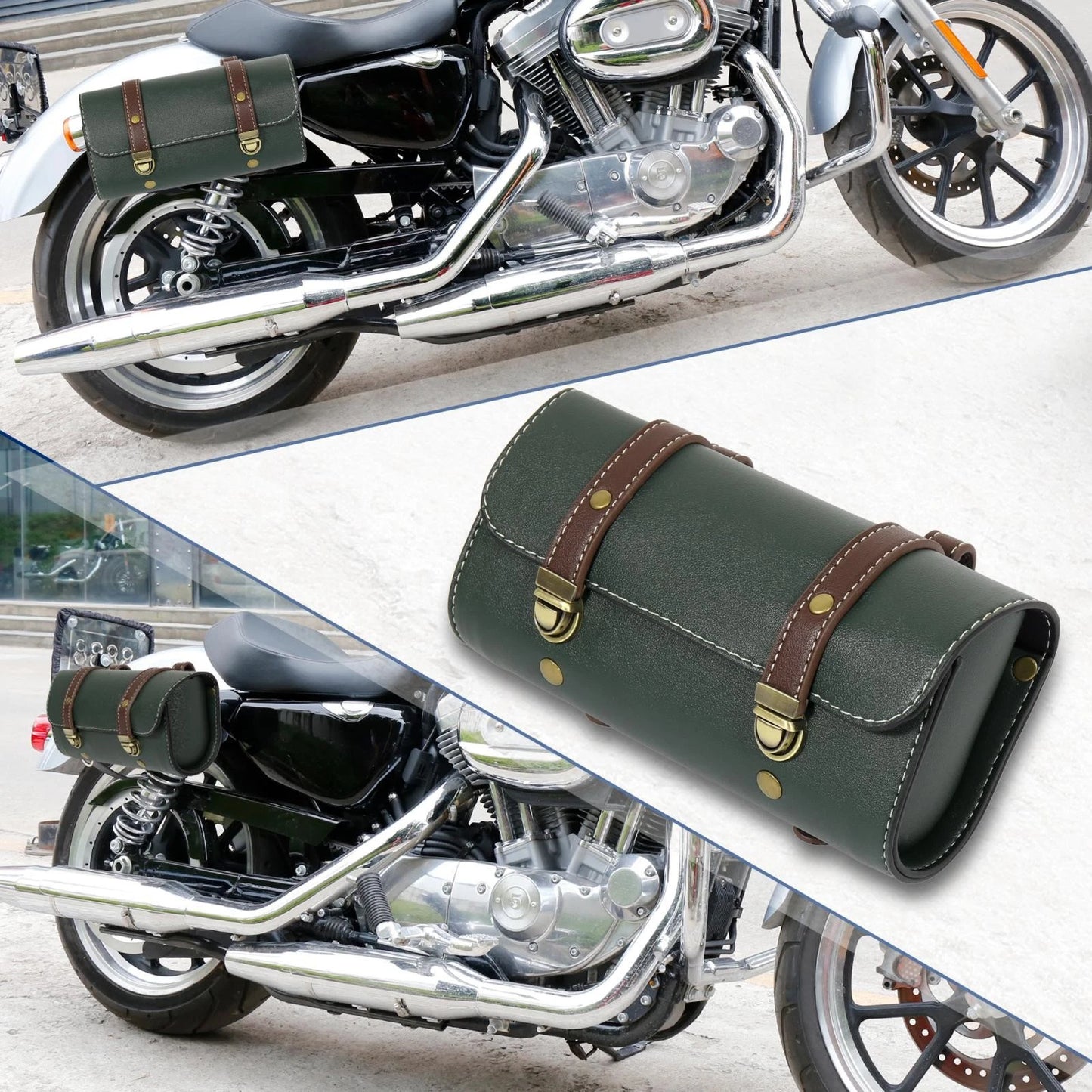 Saddlebag Side Tool Bags 2 x Quick Release Buckles Green for Motorcycle