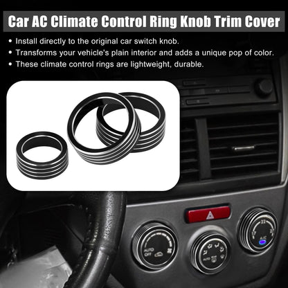 3 x Black AC Climate Control Knob Trim Covers for Subaru Forester (2014-2018)