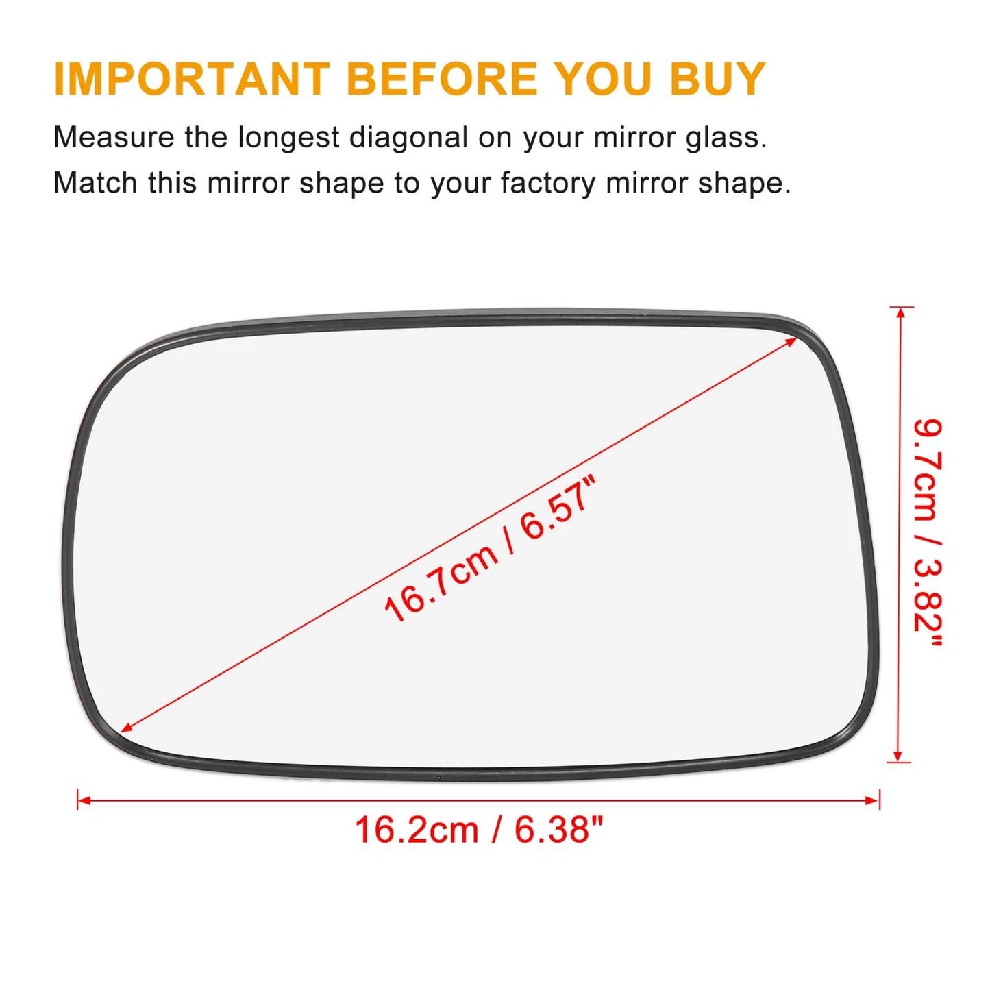 Left Side Heated Mirror Glass with Backing Plate for Toyota Corolla