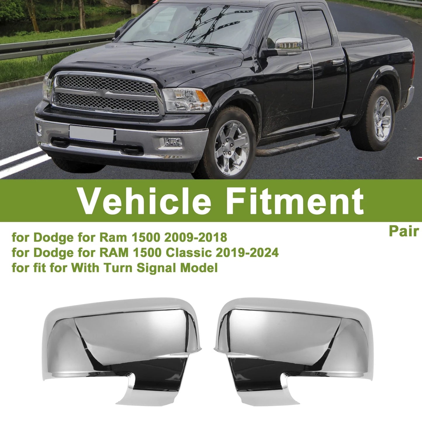 Left/Right Mirror Cover Cap Replacement Electroplating Color for Dodge
