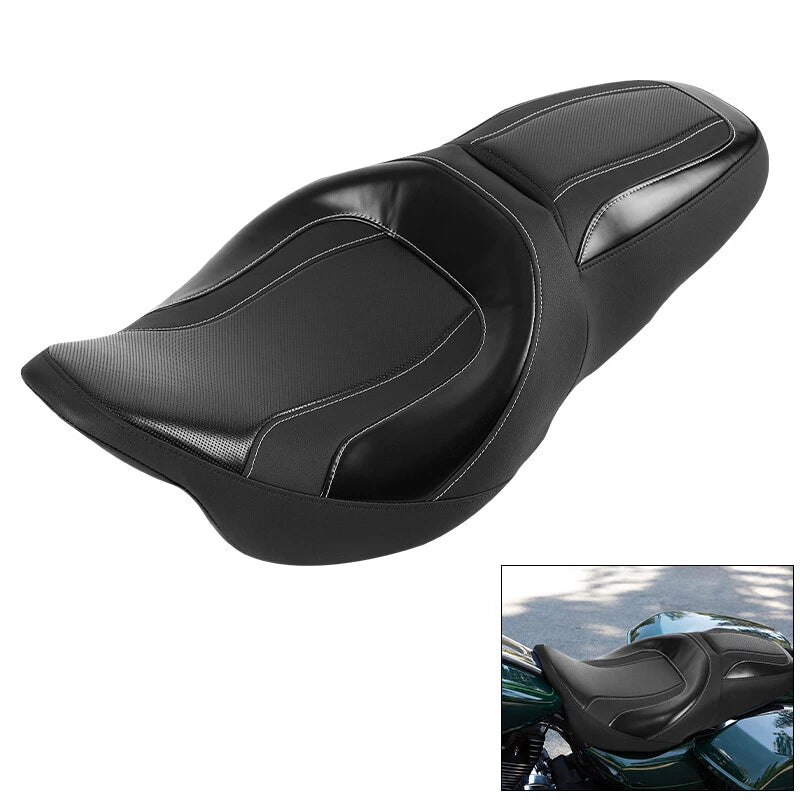 Black Driver Passenger Seat for Harley Electra Road Street Glide (2009-2023)