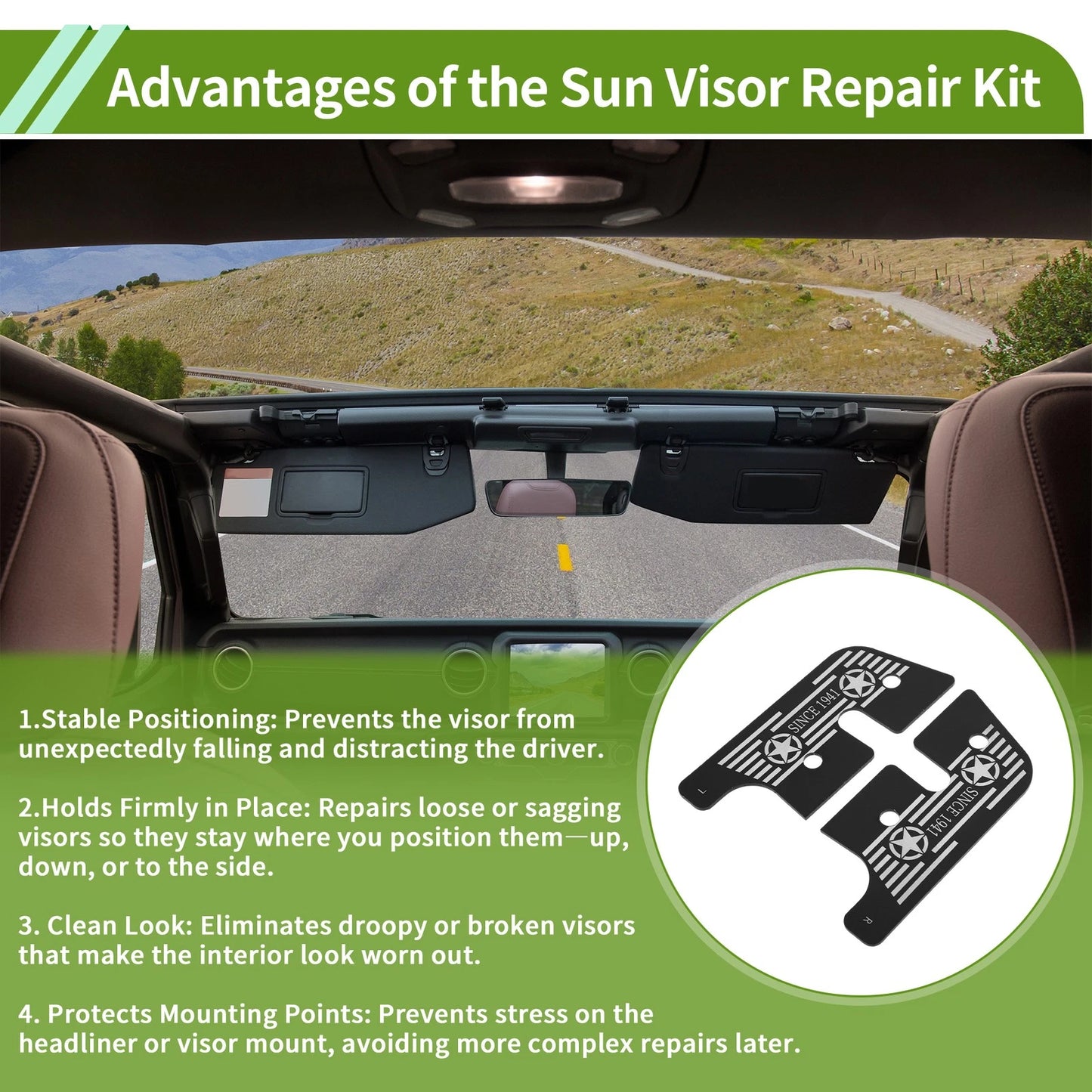 Sun Visor Repair Kit for Jeep Wrangler JK (2018)