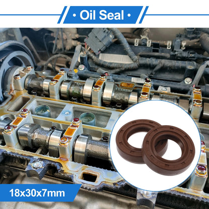 Oil Seal 18x30x7mm FKM Rubber Brown 2 x Pcs