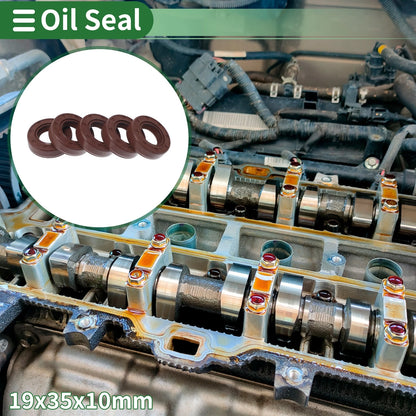 Oil Seal Rotary Shaft Seal FKM Rubber 19x35x10mm Brown 5 Pcs