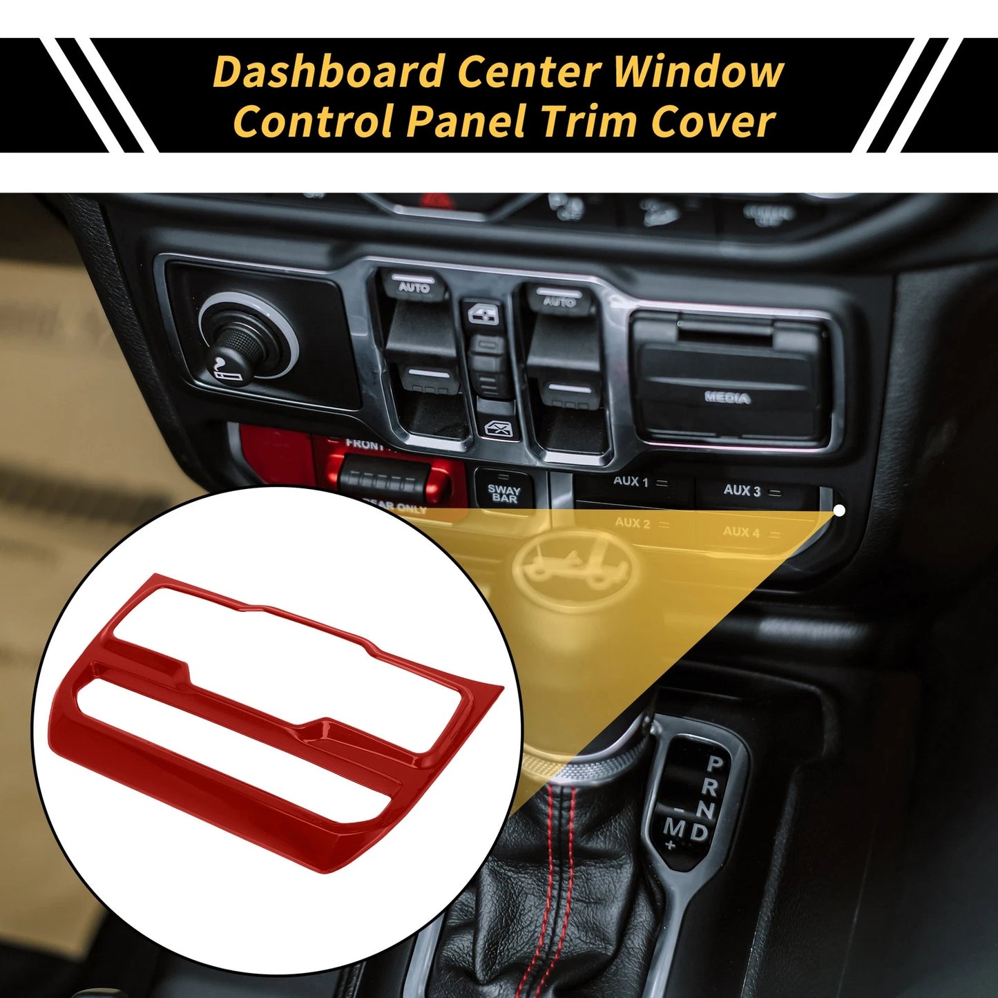 Dashboard Center Control Panel Cover for Jeep Wrangler JL JLU (2018-2024) Red