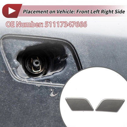 Washer Nozzle Cover Cap for BMW X1 (2010-2015) Silver Tone