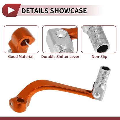 Folding Shifter Lever for Honda CRF110F (2013-2018) - Orange Silver Tone