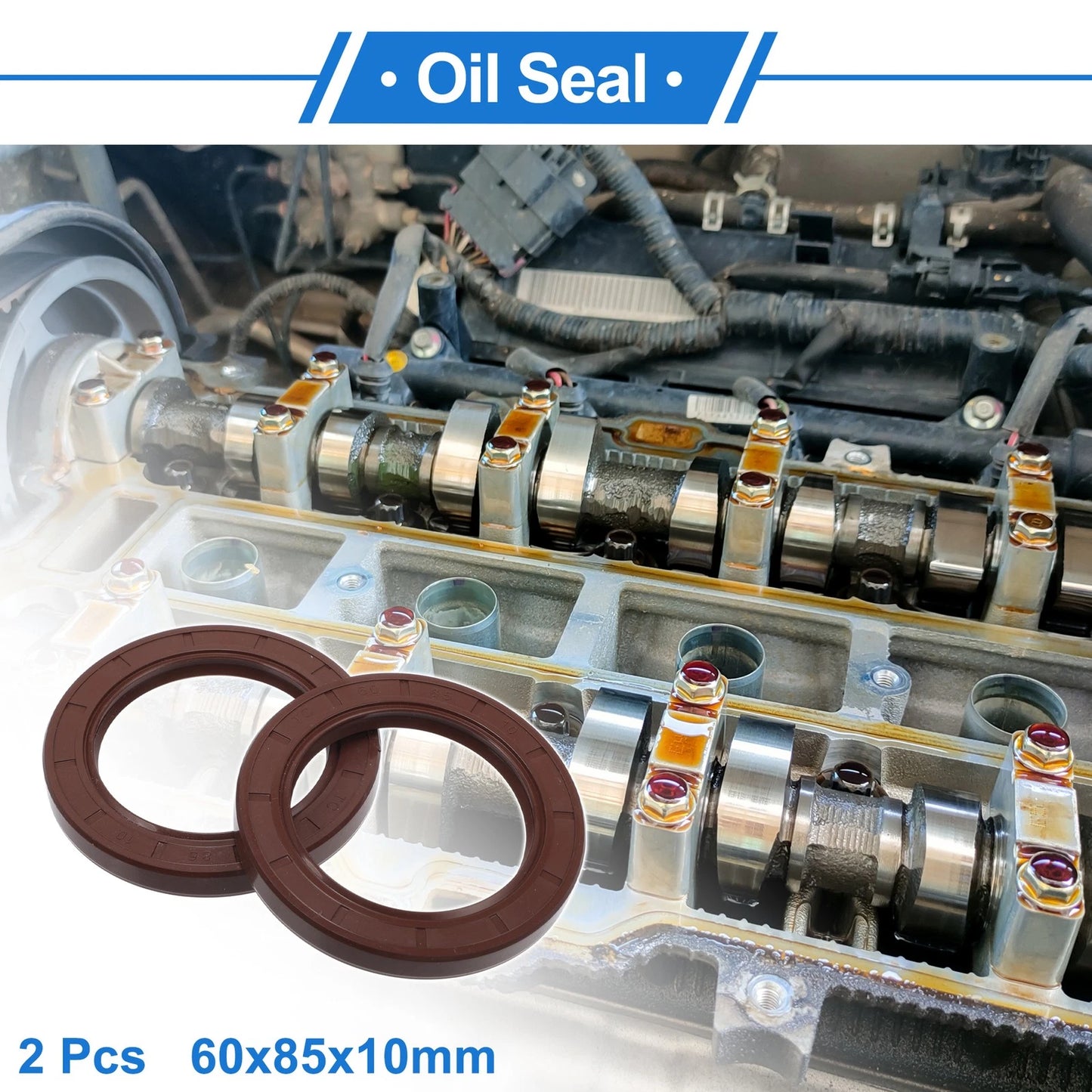 Oil Seal Rotary Shaft Seal FKM Rubber 60x85x10mm Brown 2 x
