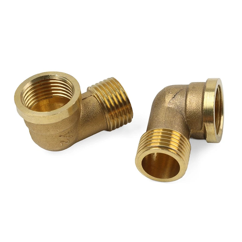 2 x Brass Hose Fitting 90 Degree Elbow G1/2 Male x G1/2 Female for Various Models