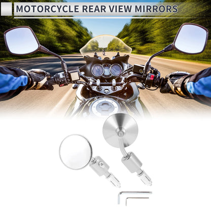 Rear View Mirrors / Round Shape / Silver Tone Aluminum Alloy for M6