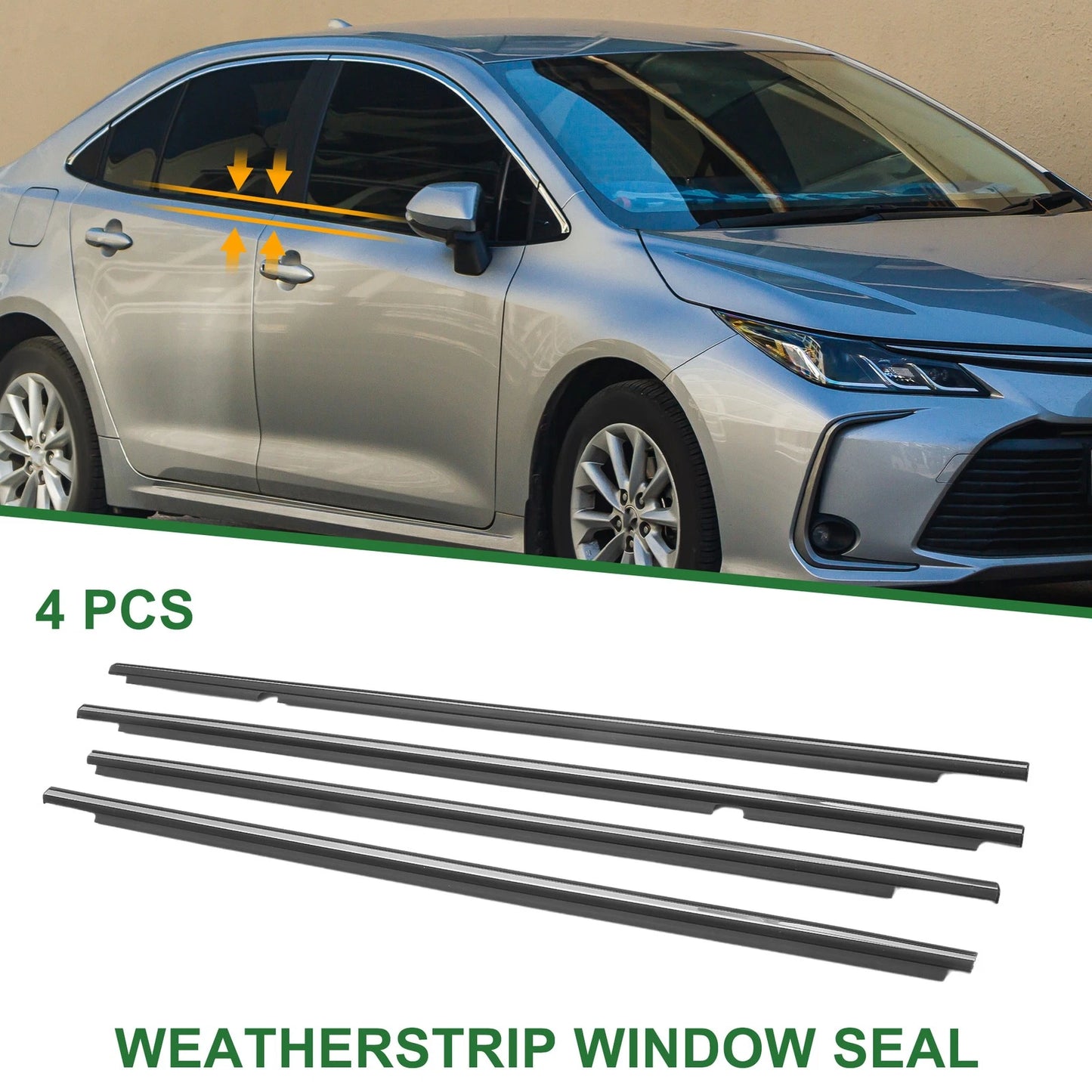 4 x Weatherstrip Window Seal for Toyota Corolla (2001-2008)