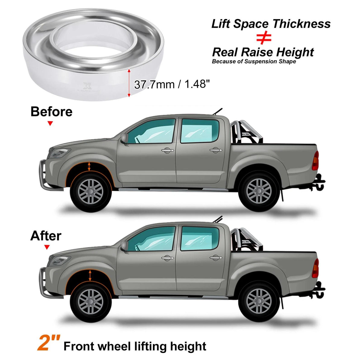 2 Inch Front Leveling Lift Kit for Dodge Ram 1500 2500 3500 2WD (1994-1998)