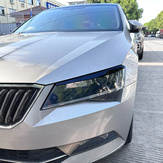 2 x Gloss Black Headlight Eyelid Trim for Skoda Superb B8 (2016-2019)