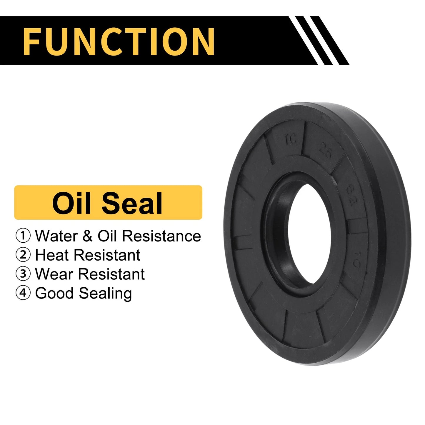 Oil Seal 5 Pcs Seal Ring Rotary Shaft NBR Rubber 25x62x10mm Black