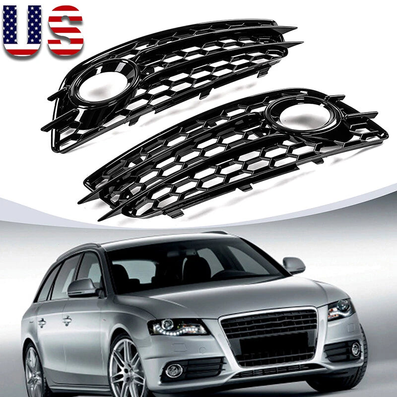 HONEYCOMB Fog Light Lamp Cover for Audi A4 B8 S-Line S4 Bumper (2008-2012)