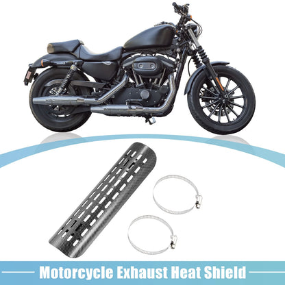 Set Exhaust Heat Shield Muffler Cover Carbon Fiber Pattern Black for Motorcycle