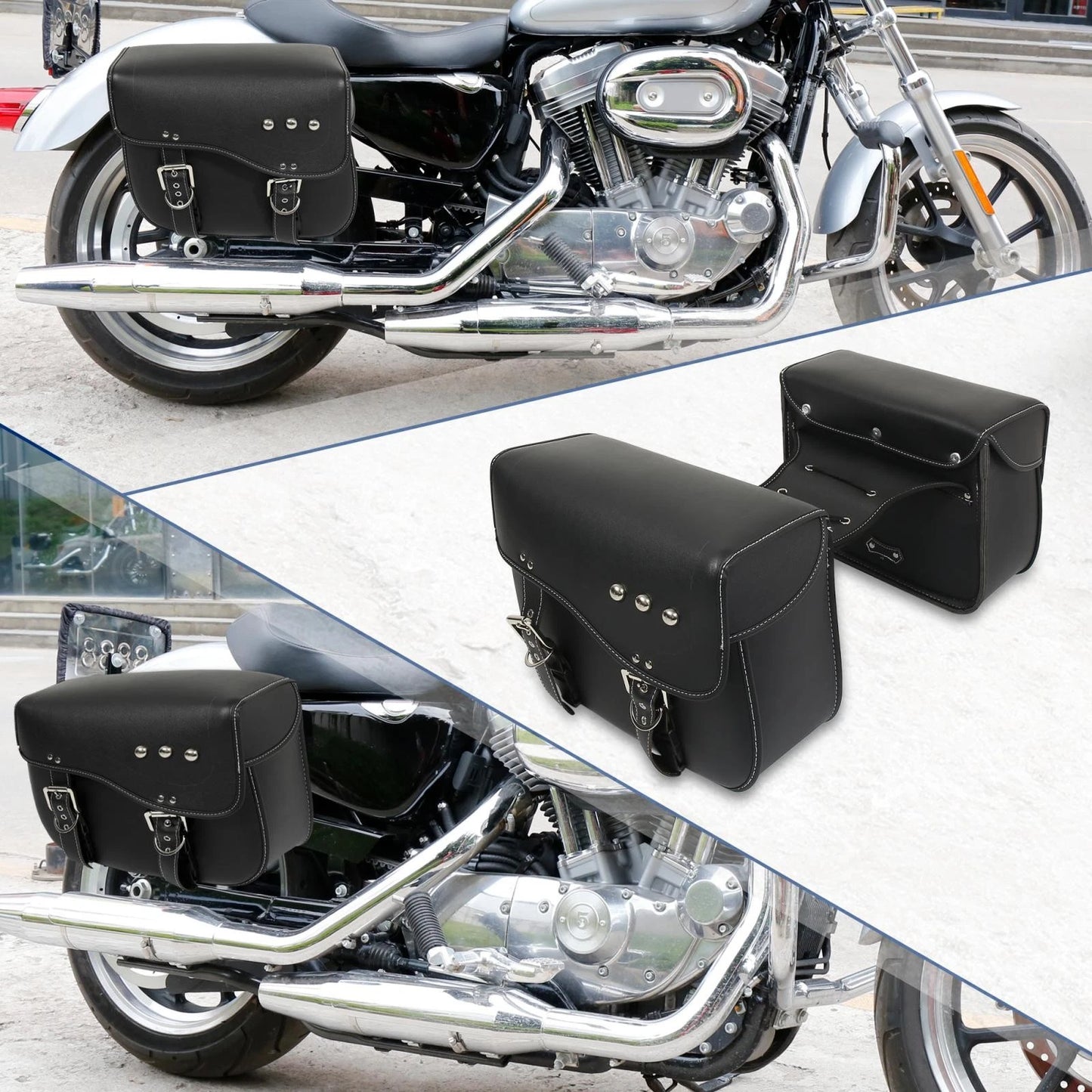 Pair 2 x Saddlebag Side Bags Adjustable Buckles Black for Make Model