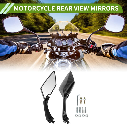 2 x Rear View Mirrors Prismatic Carbon Fiber Pattern Black for M8/M10