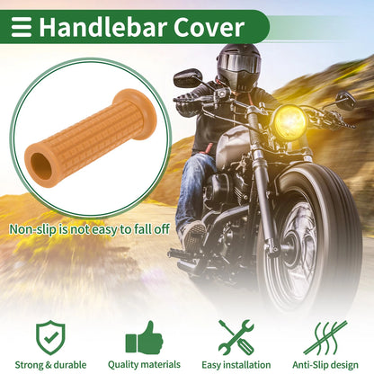 1 x 25mm Hand Grips Cover Handlebar End Grips TPU Brown Yellow for Motorcycle