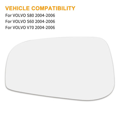Driver Side Mirror Glass w/ Adhesive for VOLVO S60 S80 V70 (2001-2006)
