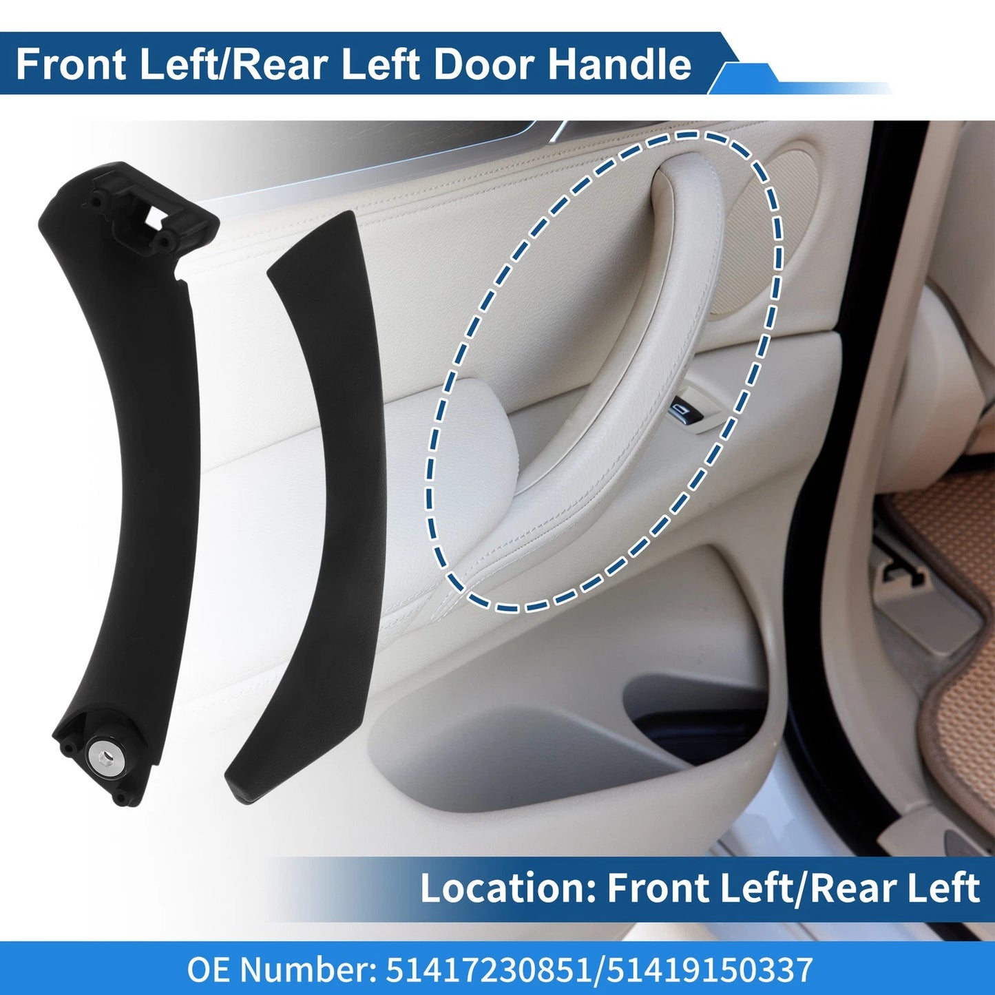 Inner Door Panel Handle for BMW 3 Series E90 E91 (2004-2012) Black
