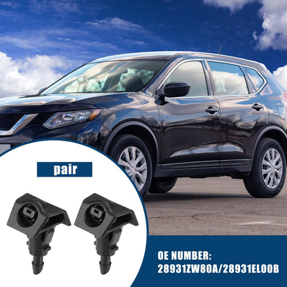 Windshield Washer Nozzles for Nissan (2013-2018) Front Pair Black